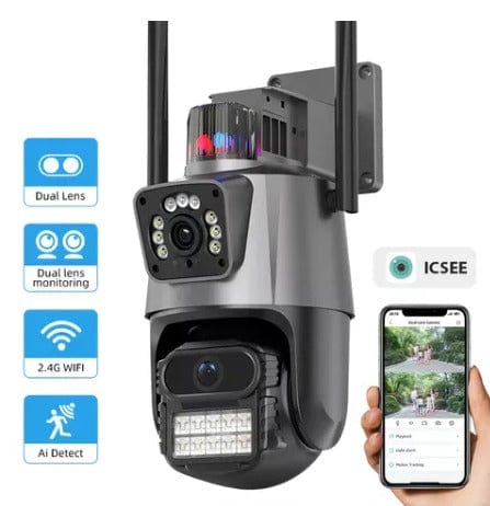 CAMARA DOMO WIFI DOBLE LENTE CON ALARMA.