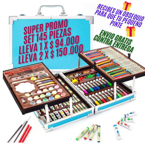KIT MALETIN DE ARTE 145 PIEZAS.                🌟🌟🌟🌟🌟